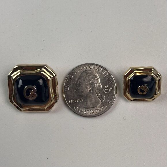 vintage ST JOHN lot of 7 piece Replacement Shank Logo Buttons Gold Navy Enamel - Picture 4 of 10